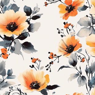 花卉图案 淡雅水墨风花朵