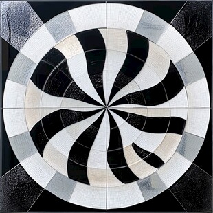 黑白旋转图案瓷砖艺术