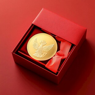 红盒中的精美凤凰金币