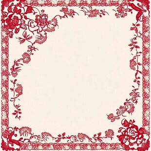 中式古典红底花纹边框图