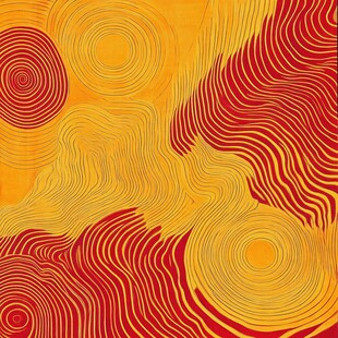 红黄交织的抽象线条图案