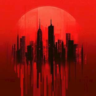 红色幻景下的都市天际线