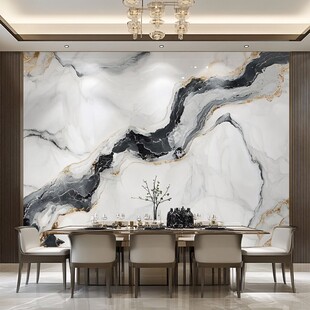 现代轻奢风大理石背景餐厅