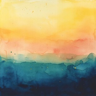 梦幻水彩海洋天空背景图