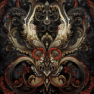 华丽复古对称花纹装饰图案