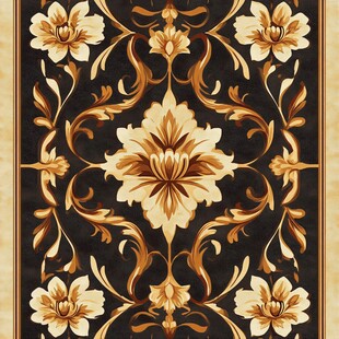 欧式奢华花卉瓷砖图案设计