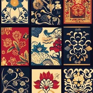 中式传统花卉图案集合