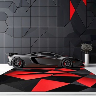 炫酷黑红超跑室内展示图