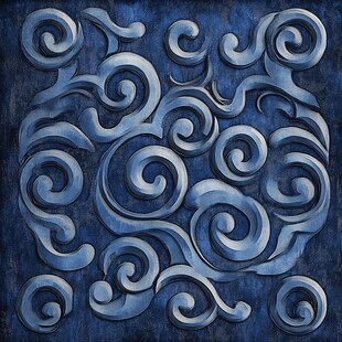 蓝色立体螺旋花纹图案
