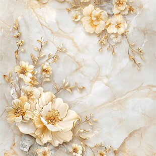 玉质花卉浮雕装饰图案