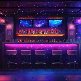 梦幻星空主题酒吧场景