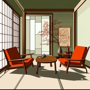 日式简约茶室温馨一角