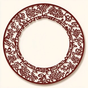 中式传统雕花圆形装饰图案