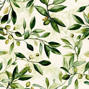橄榄枝叶水彩风无缝图案