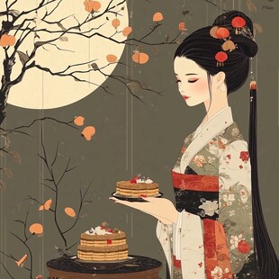 月夜佳人赏柿享糕点