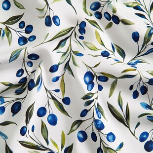 蓝果绿叶花卉布料图案