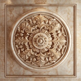 欧式奢华圆形浮雕装饰图案