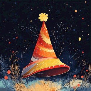 梦幻节日帽插画 夜下风采