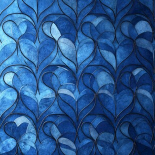 蓝色心形图案纹理背景