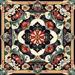 古典花卉几何图案精美纹样