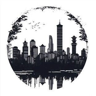 水墨风城市天际线剪影图