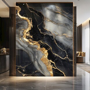 黑金大理石奢华玄关背景墙