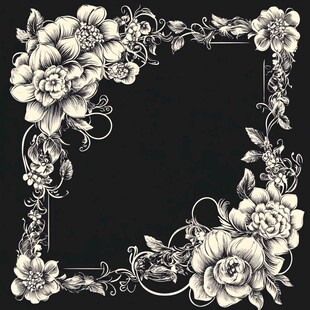 复古花卉边框装饰图案