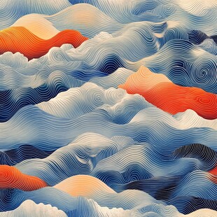 海浪山峦抽象艺术图案