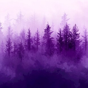 梦幻紫雾中的静谧森林