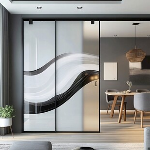 现代简约风格玻璃移门隔断
