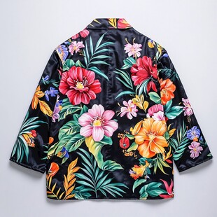 印花复古风黑色休闲外套