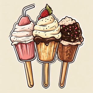 三款美味冰淇淋插画