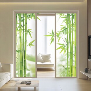 清新竹景玻璃门客厅一隅