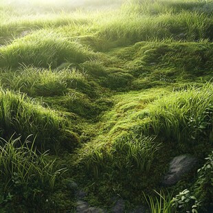 阳光下的翠绿草地