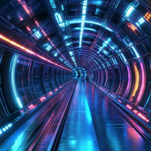 未来科幻风的炫彩灯光隧道