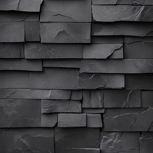 黑色石板墙纹理背景图