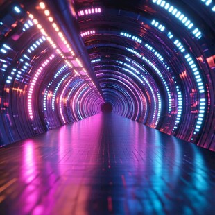 炫彩灯光未来感科技隧道