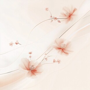 淡雅粉花 灵动线条装饰画