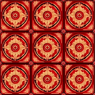 中式红金几何图案瓷砖