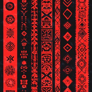 民族风红黑几何图案纹理