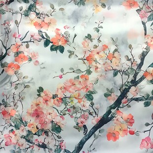 水墨桃花图案精美织物