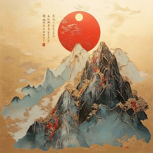 红日耀山川 壮美中式风景