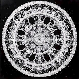 黑白圆形曼陀罗艺术图案