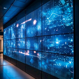 科技感十足的大数据显示墙
