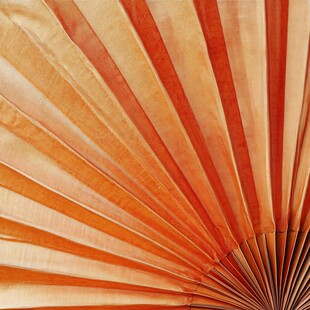 橙色折扇扇面纹理特写