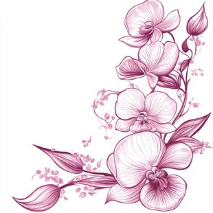 优雅粉紫色兰花花卉图案