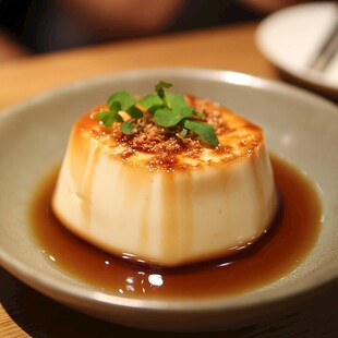 美味焦糖布丁点缀绿植