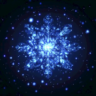 梦幻蓝色雪花闪耀夜空
