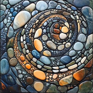 螺旋排列的多彩鹅卵石图案