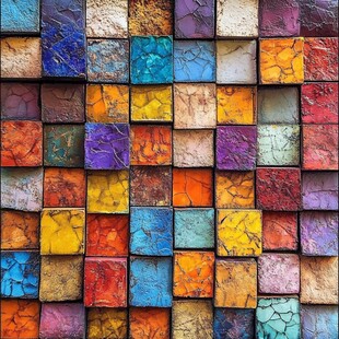 多彩裂纹方块瓷砖墙面